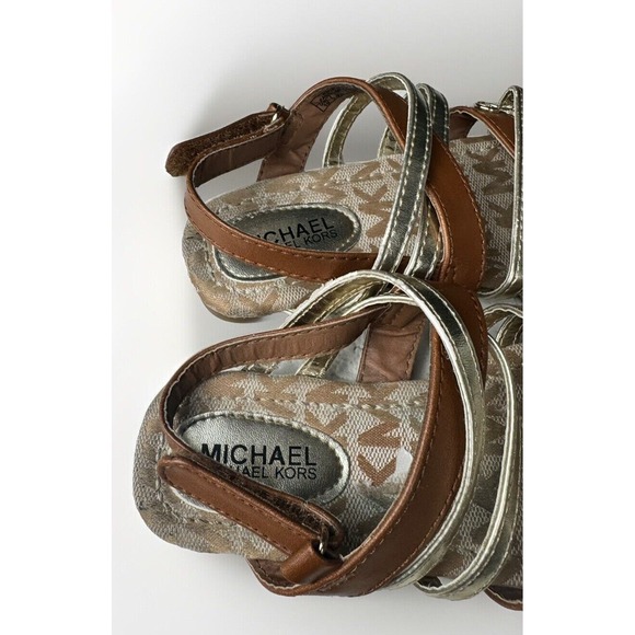 Michael Kors Baby‎ Girl Sandals Brown & Gold Size 10 Pre-owned - Picture 8 of 10